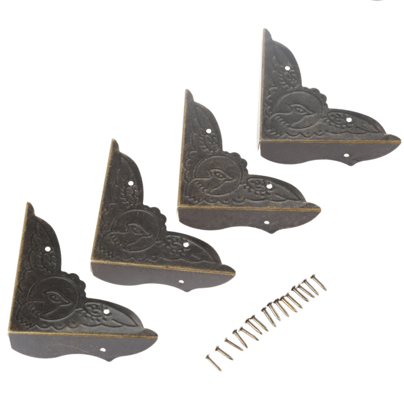 Furniture Hardware Brass - 4 Buah Antik Kuningan Sudut Braket